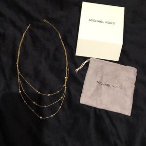 Michael Kors Gold 3-Strand Cubic Zirconia Necklace